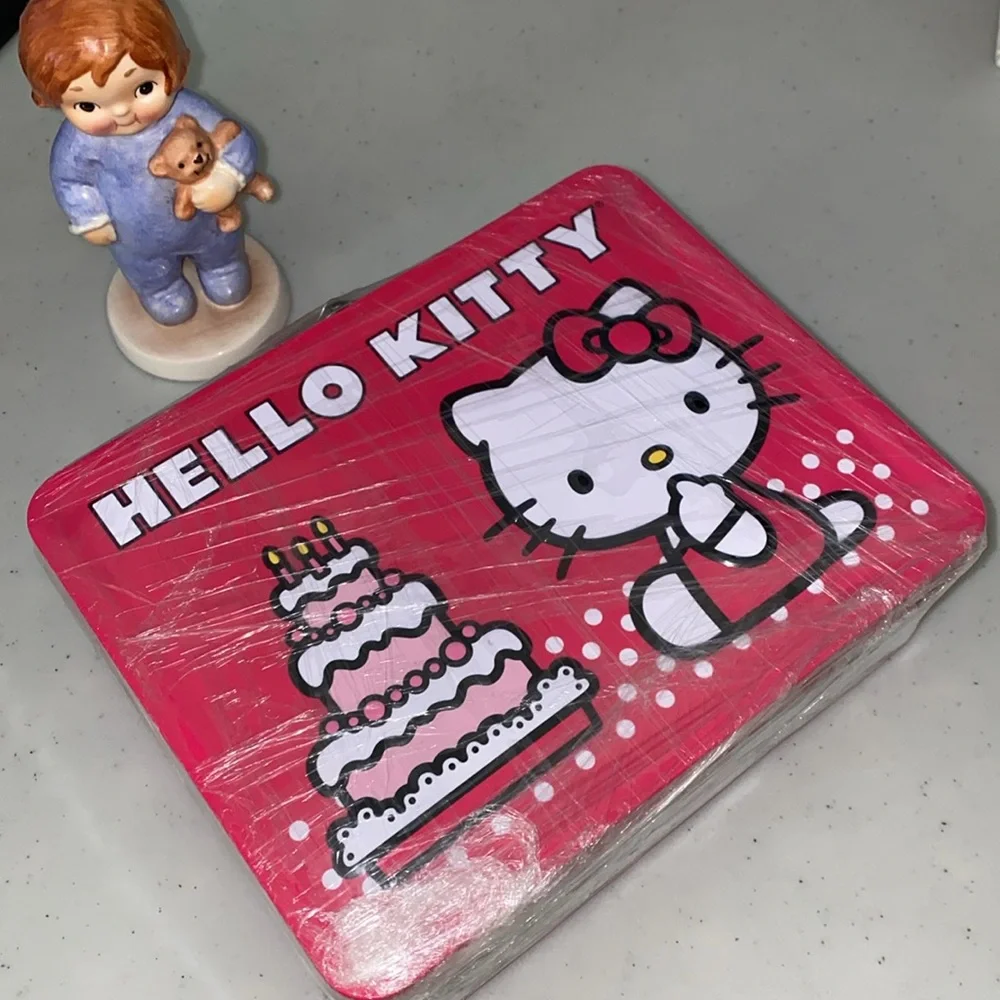 Hello Kitty Birthday Cake Embossed Metal Lunch Box & Bag, raspberry
